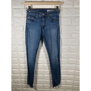 AG Jeans The Farrah High Rise Ankle Skinny Denim Women's Size 24R Distressed Hem